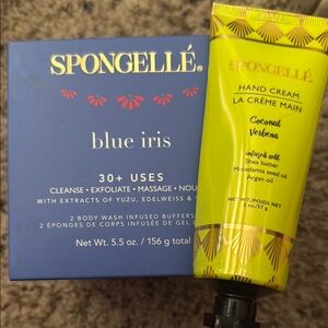 Spongellé Blue Iris Body Wash Buffers and Coconut Verbena Hand Cream